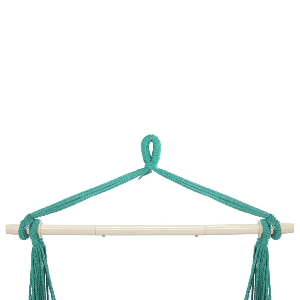 Outdoor Hanging Rope Chair Polyester Cotton with 2 Soft Pillows 250 Lbs Capacity