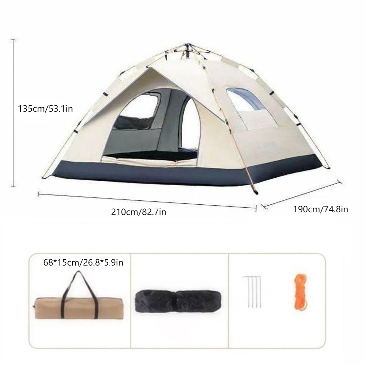 Reactive Outdoor shelter Sunshade Camping Tent  Two doors and two windows