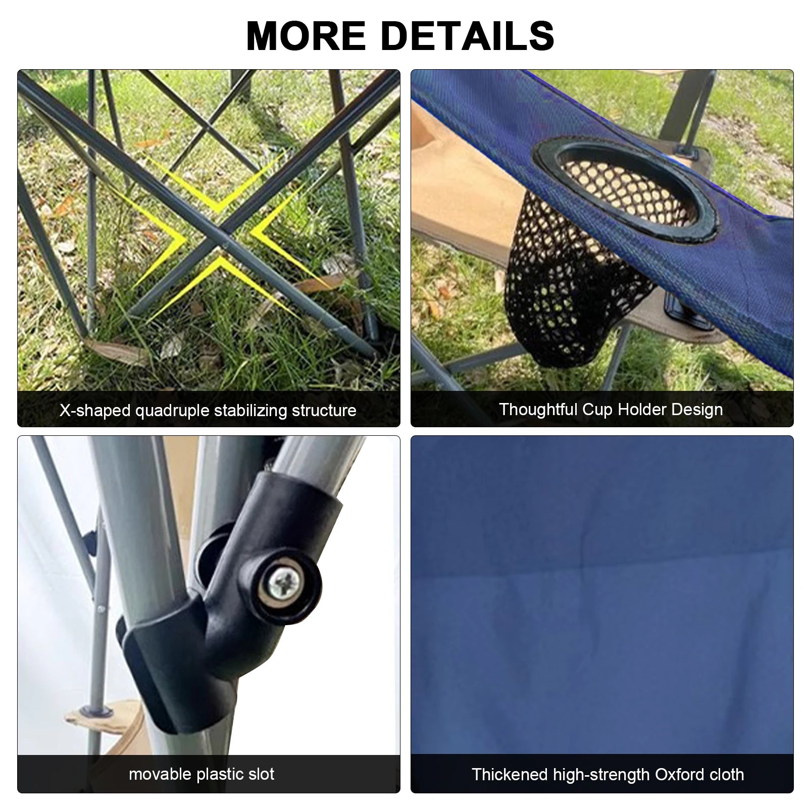 Large Camping Lawn Chair with Cover & Cup Holder Folding Fishing Chair