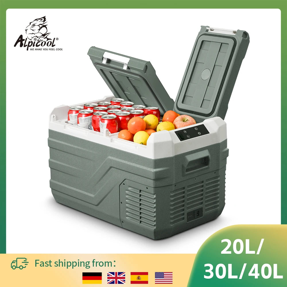 NLS 20L 30L 40L Car Refrigerator Mini Fridge Freezer 12V Portable Compressor Cooler 12/24V DC 100-240V AC for Camping