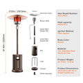 Patio Heater for Outdoor Use Tall Hammered With Round Table Design Metal Burner and Wheels Fixed Flame Heater for Patio