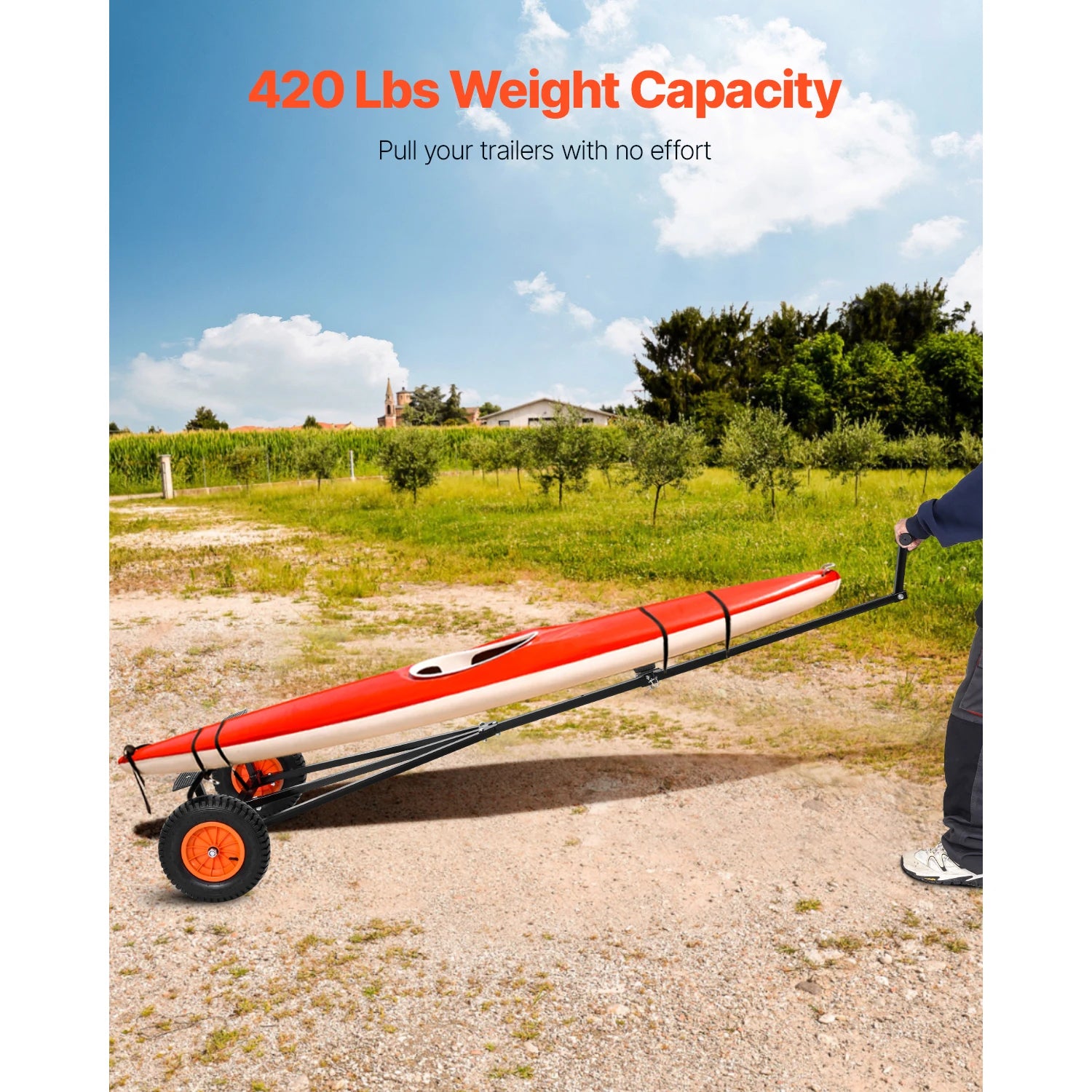 420lbs Boat Trailer Dolly Carbon Steel Kayak Mover with 15.7in Pneumatic Tires