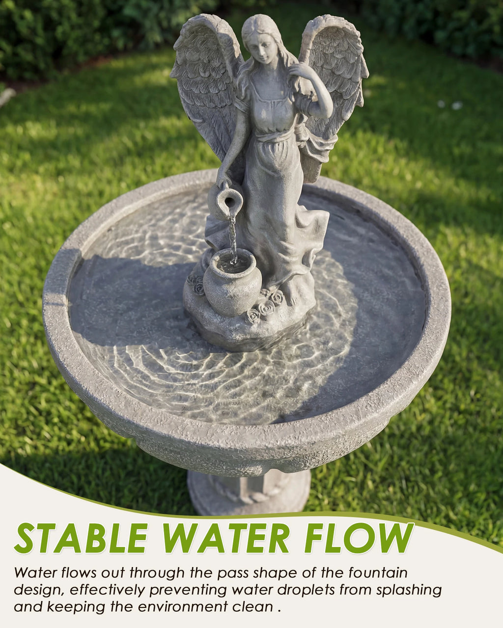 Outdoor Water Fountain, 37" Cascading Waterfall Fountain with Whisper-Quiet Pump