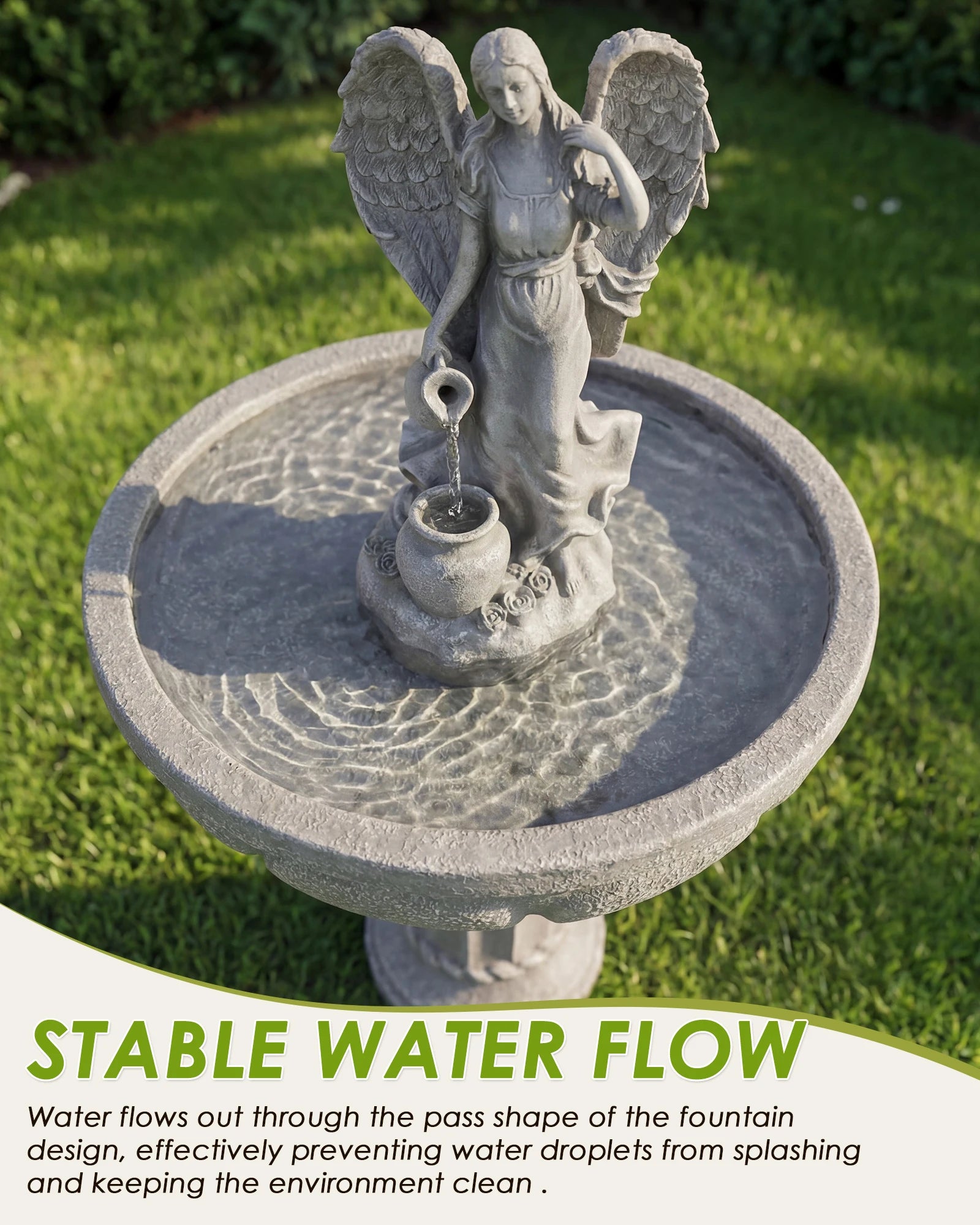 Outdoor Water Fountain, 37" Cascading Waterfall Fountain with Whisper-Quiet Pump