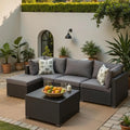 Patio Furniture Set, 5PCS Outdoor Sectional with Ottoman Wicker Rattan Patio