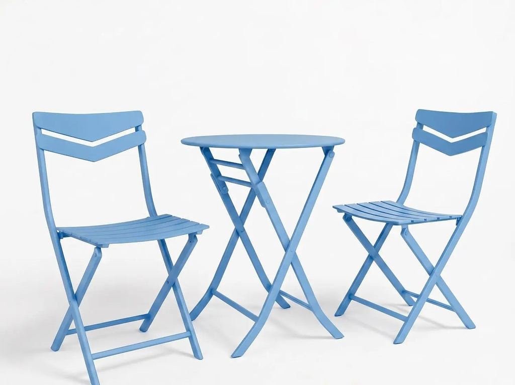 3PCS/SET Garden Balcony Outdoor Table Metal Folding Dining Tables Chairs Coffee Shop Leisure Chairs Stable Load-bearing