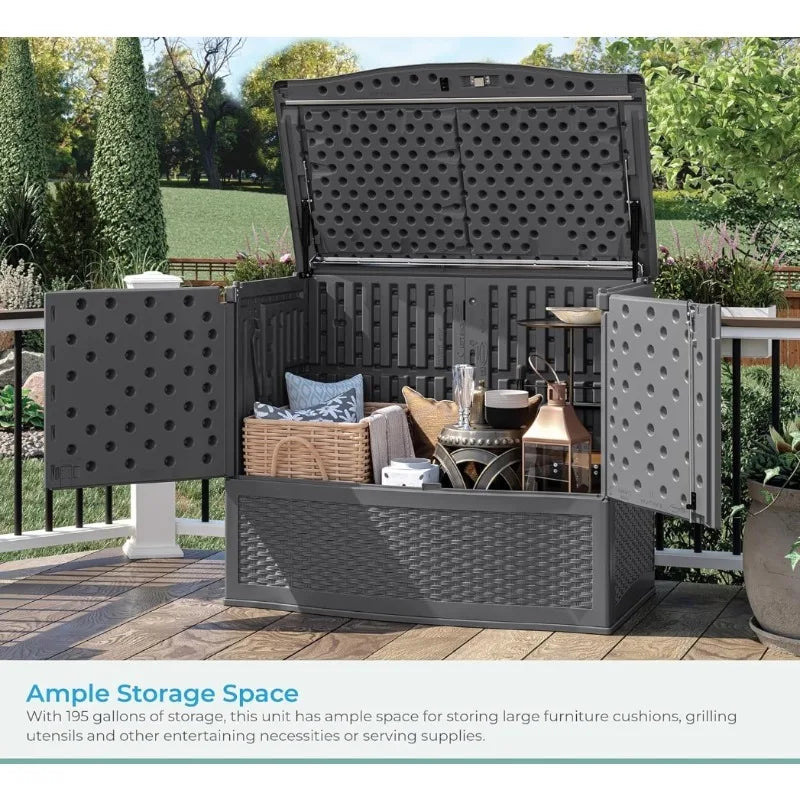 Vertical Deck Box,  Patio Storage Box for Furniture Cushions, 195-Gallon