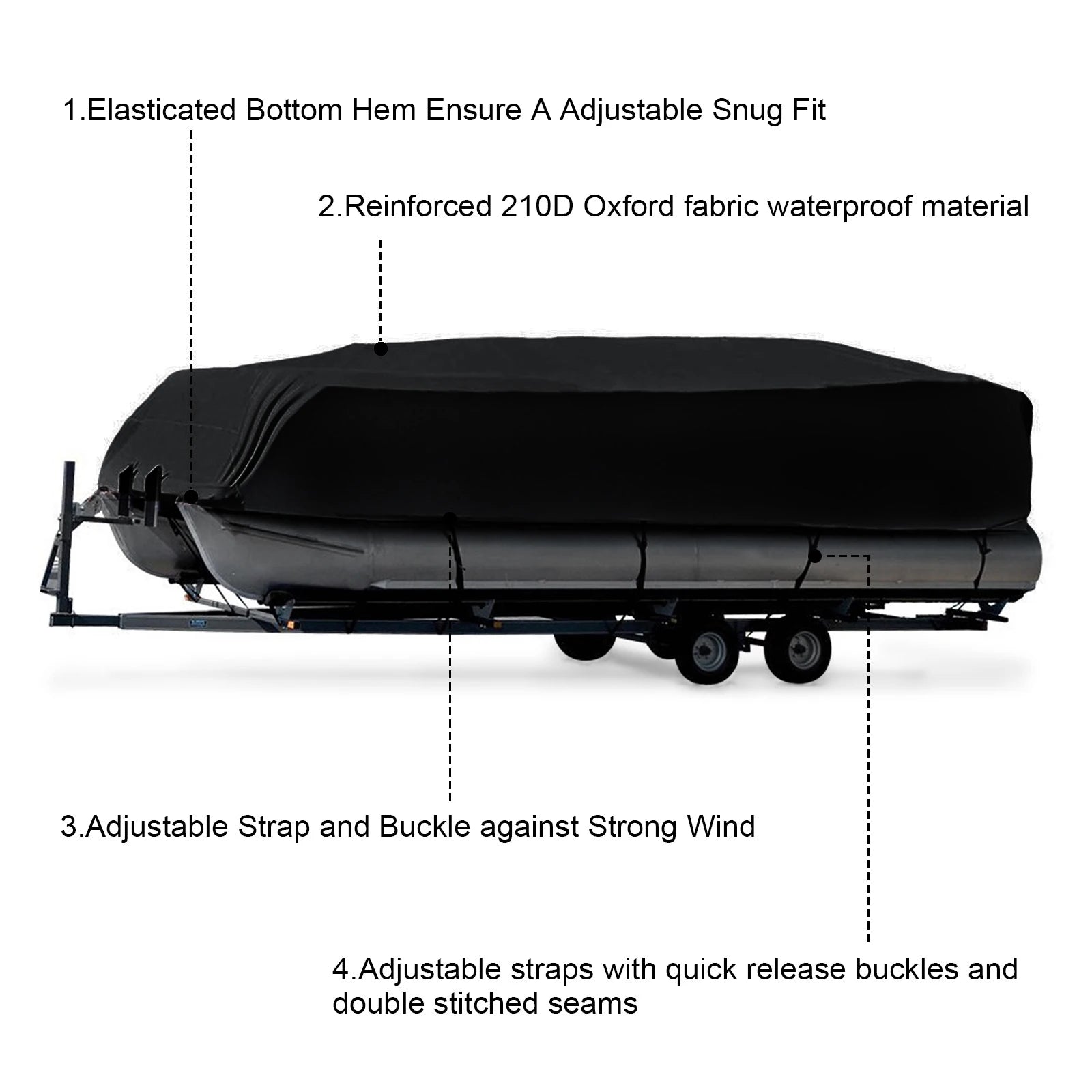 17-24ft For Universal Boat Covers 210D Waterproof Dustproof  Pontoon Cover Protect