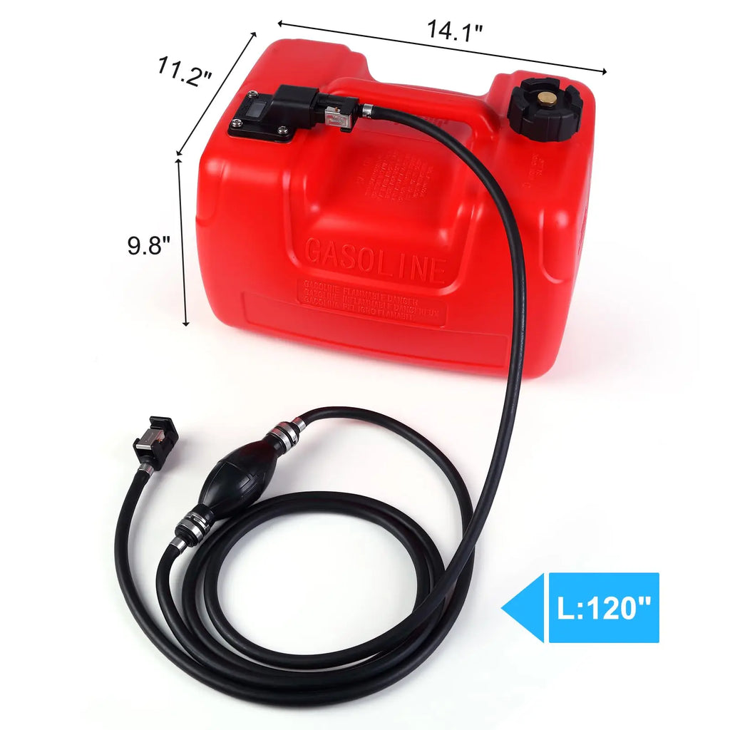 3-Gallon Marine Portable Storage Tank with 9.8-Foot Hose/Pressure Gauge, Outboard Marine Transfer Tank