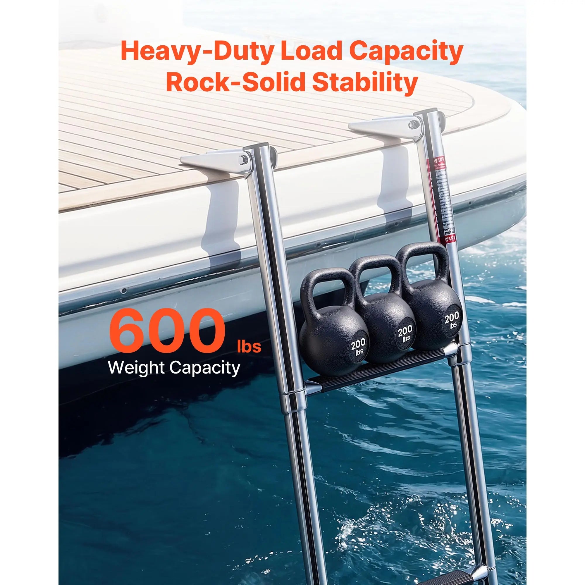 3/4 Steps Boat Ladder Stainless Steel 600/900 lbs Telescoping Folding Swim Deck