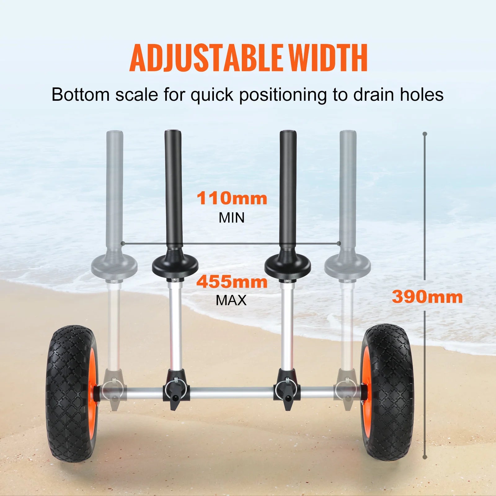 280lbs Kayak Trailer Cart Detachable Canoe Trolley Cart with 10'' Solid Tires