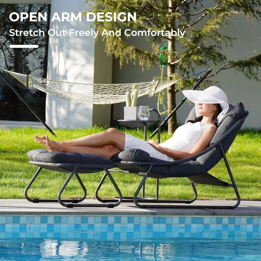 Outdoor Chair with Ottoman, Comfy Lounge Chair with foot Rest