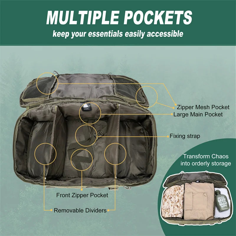 30L 45L 80L Outdoor Mountaineering Bag Molle Tactical Backpack Large Duffel Hiking Camping