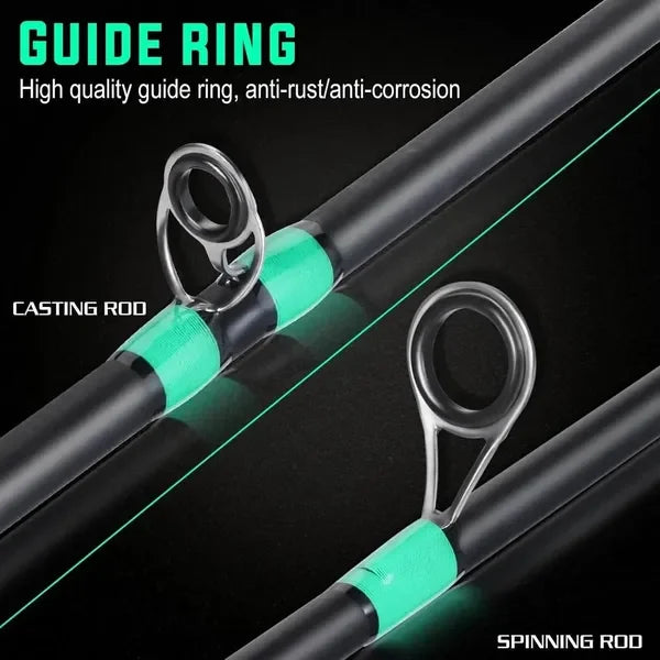180cm/70.86inch 4 Section Fiberglass Spinner Baitcasting Fishing Rod Carp Fishing