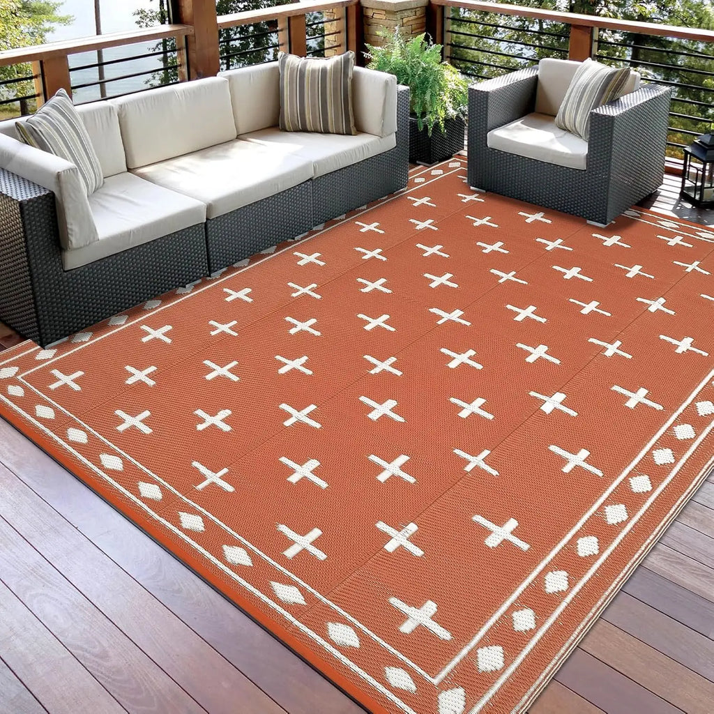Reversible Waterproof Plastic Straw Outdoor Rug