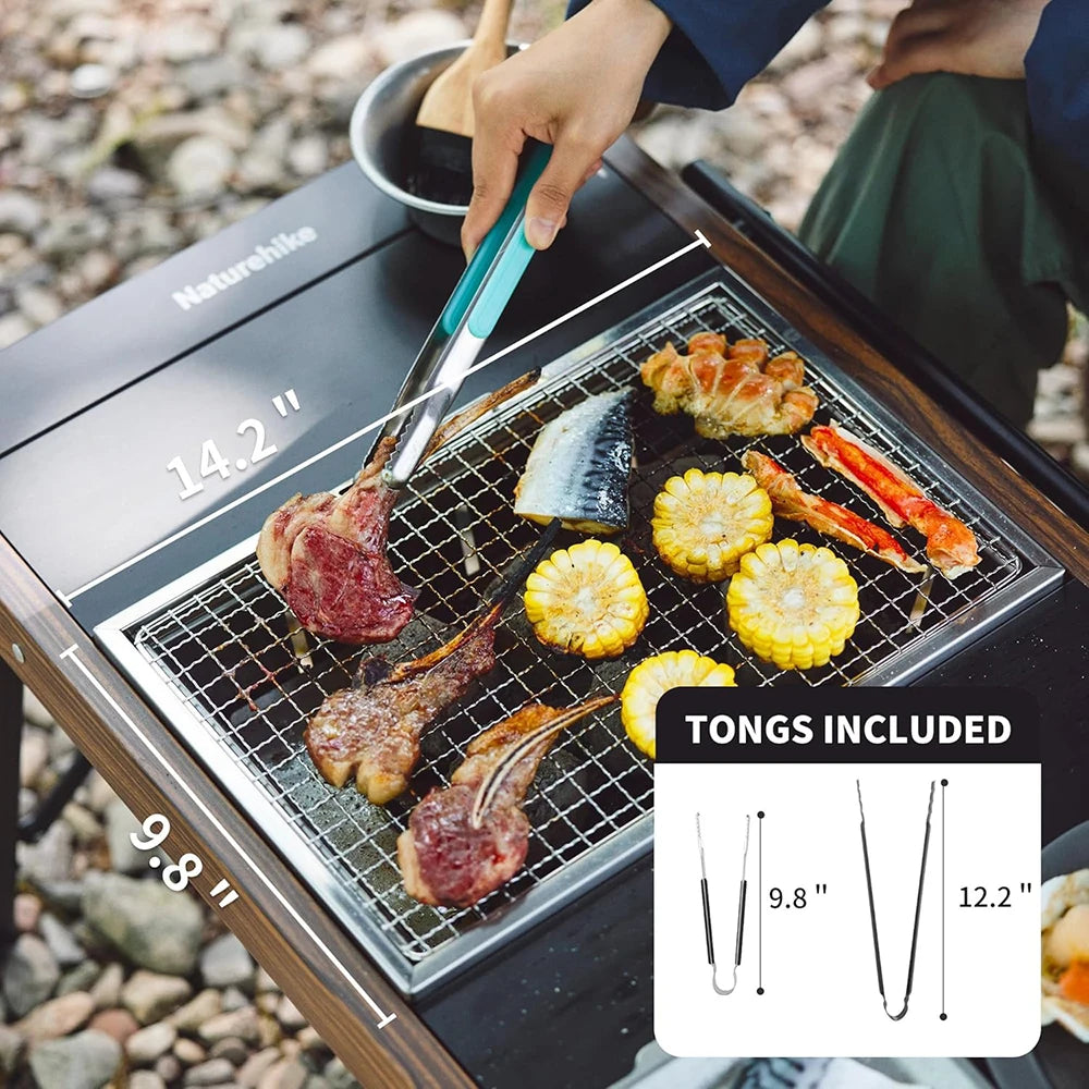 Camping Charcoal Grill for IGT Table Portable Folding Barbecue Grill with Tongs Outdoor Cooking BBQ