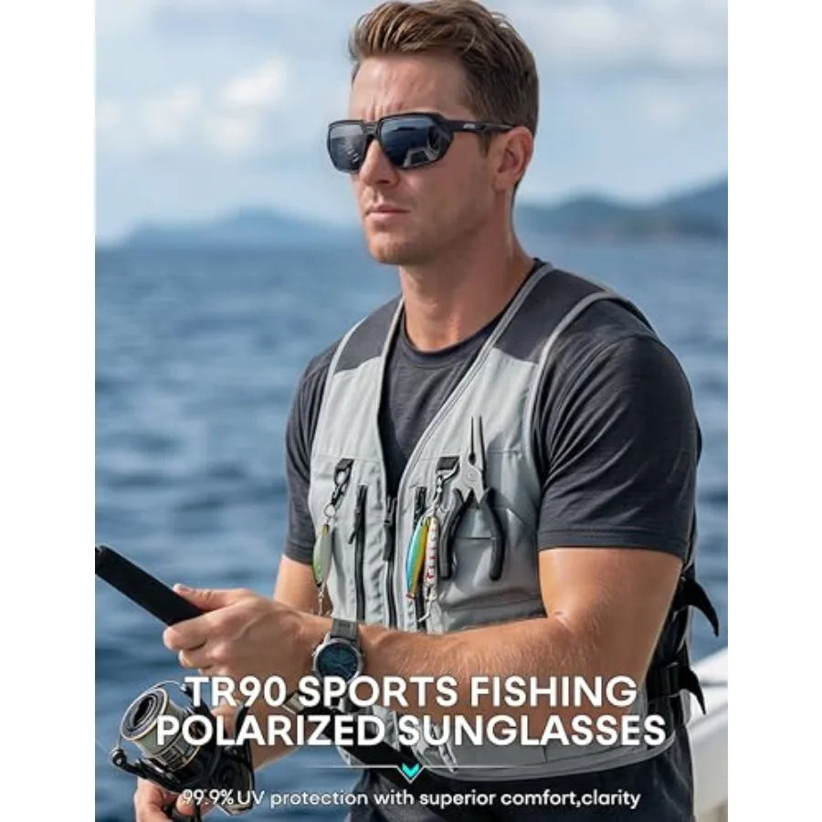 Sports Polarized Sunglasses for Men: Women UV400 Protection, Lightweight Wrap Around TR90 Frame