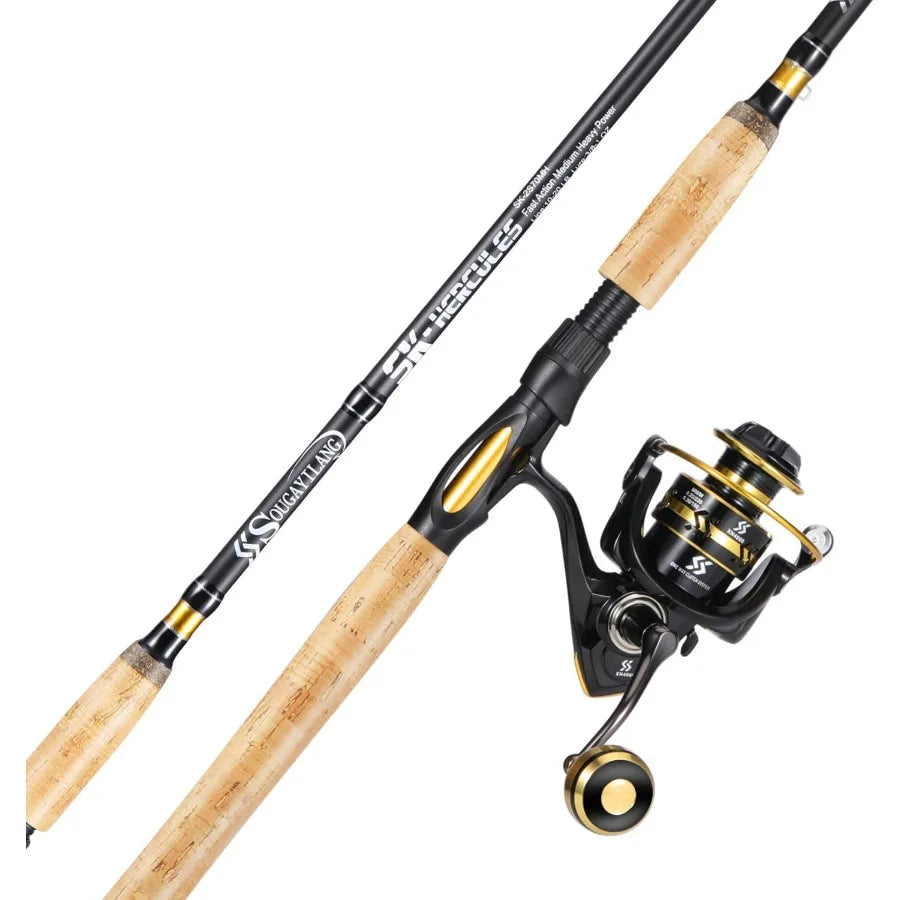 7' 2Piece Spinning Rod and Reel Combo with 4000 Size Reel Adjustable Handle Position