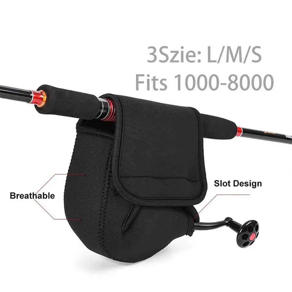 S/M/L Spinning Fishing Reel Neoprene Cover Protective Case Waterproof Storage
