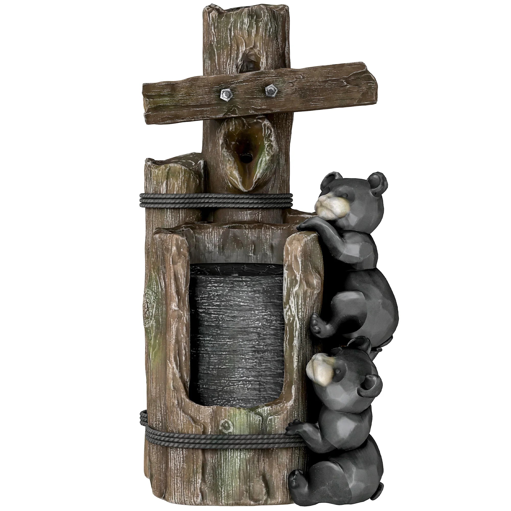 3-Tier 22.8" Outdoor Waterfall Fountain with LED Lights, Pump