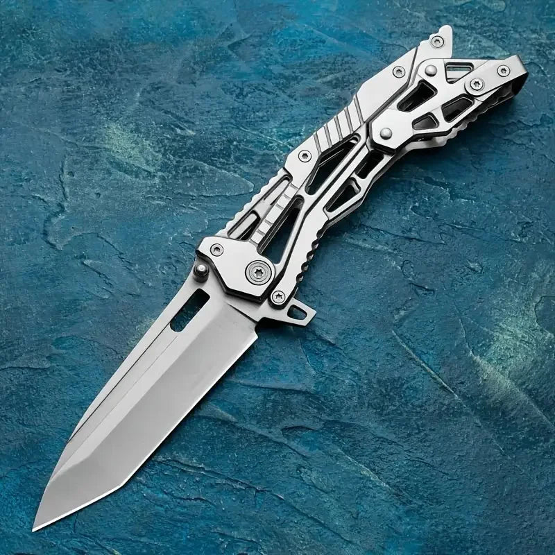 1pc Multifunctional Mechanical Knife Wilderness Survival Knife Outdoor Camping Tool Full Stainless Steel Folding Knife