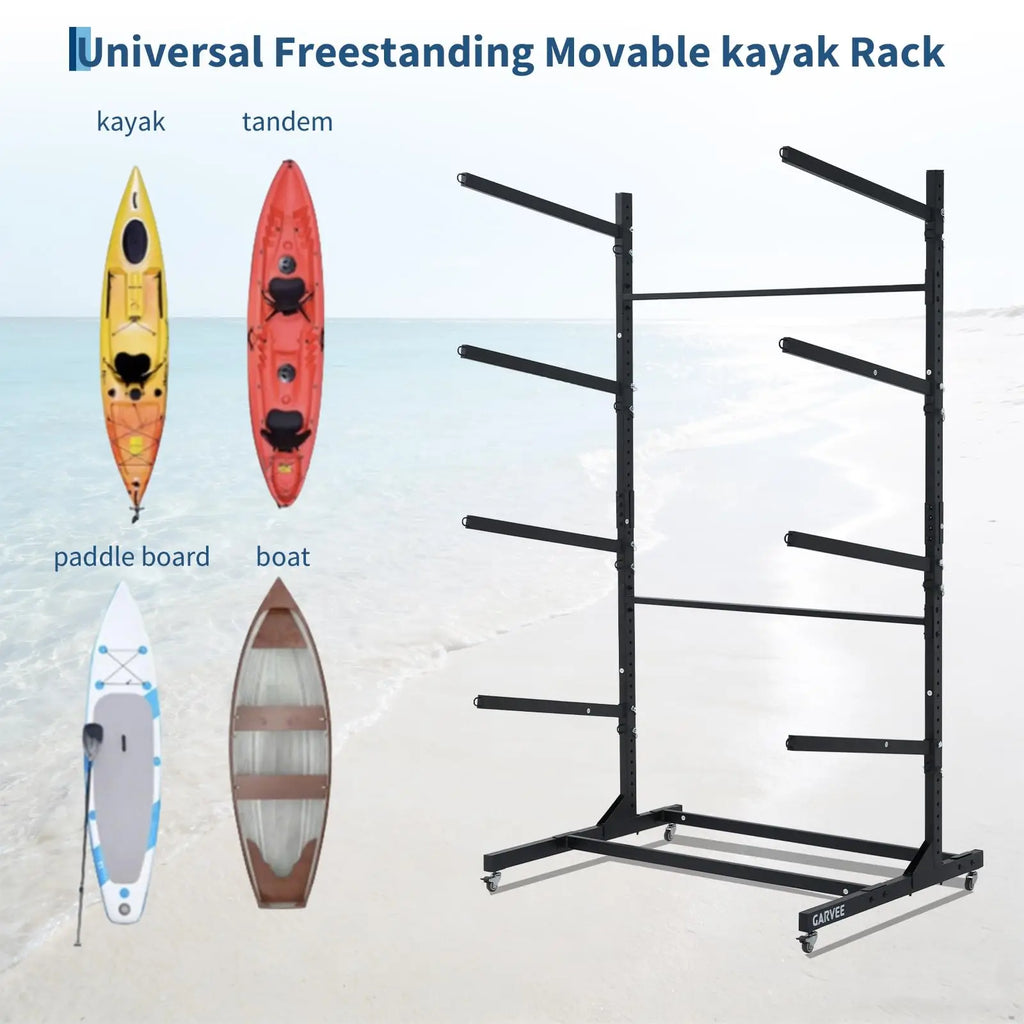 Freestanding Kayak Storage Rack 2/3/4 Tier Adjustable Canoe Stand Heavy Duty