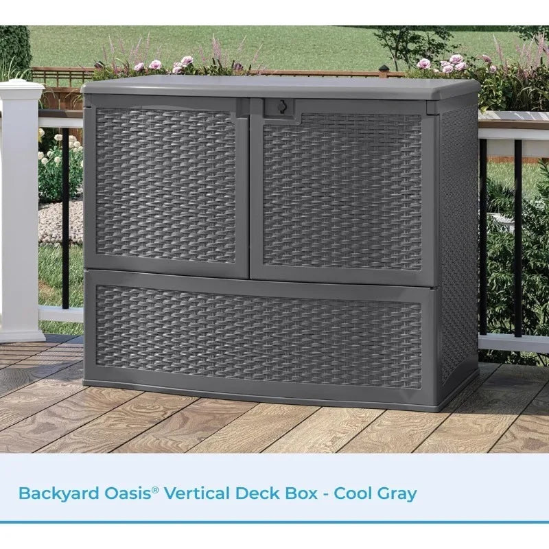 Vertical Deck Box,  Patio Storage Box for Furniture Cushions, 195-Gallon