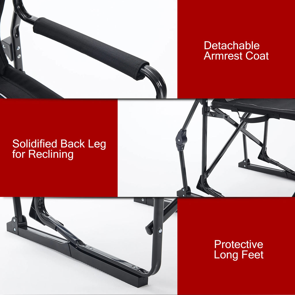 Outdoor Folding Portable Camping Chair Mesh Back Waterproof Armrests Sturdy Frame Foldable Seat