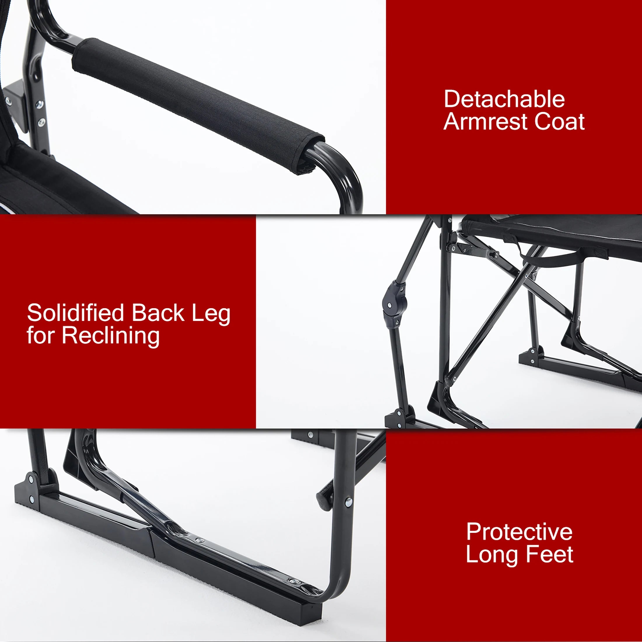 Outdoor Folding Portable Camping Chair Mesh Back Waterproof Armrests Sturdy Frame Foldable Seat