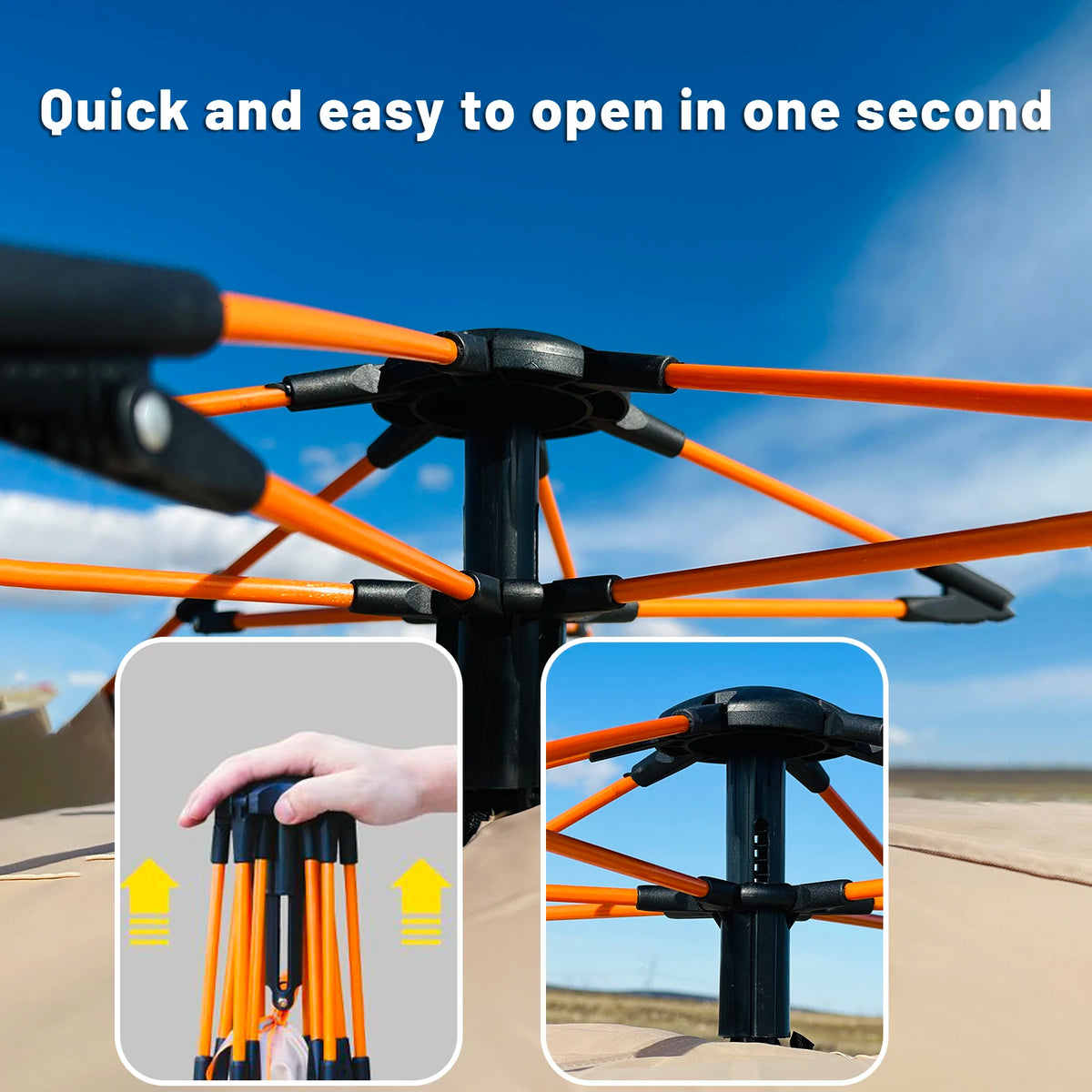 2-4 Person Automatic Pop Up Camping Tent, Quick Setup Portable Windproof Tent, Lightweight Backpacking Shelter for Outdoor