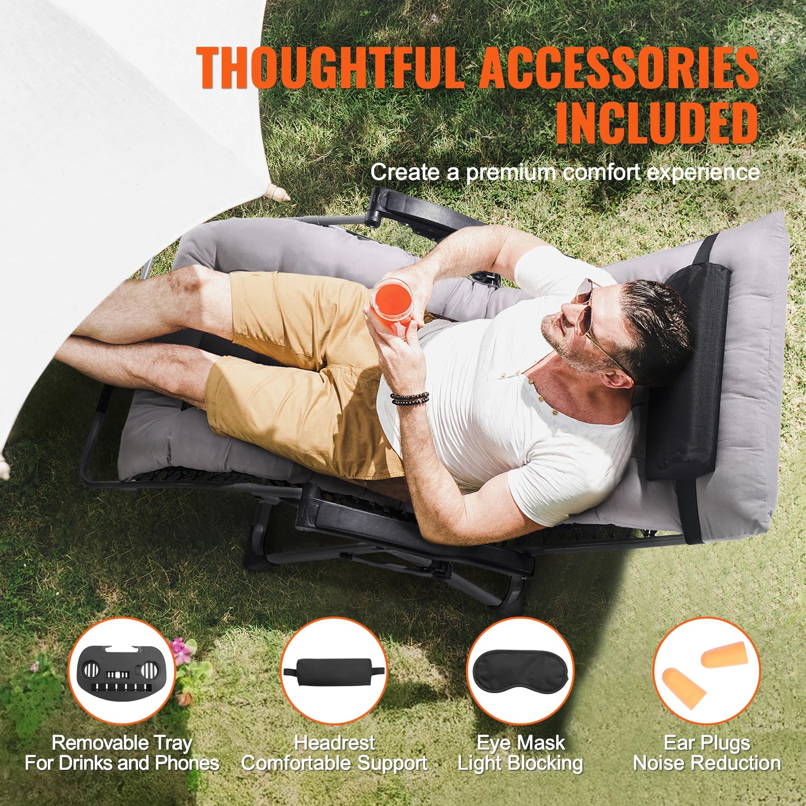 Recliner Chair Zero Gravity Adjustable with Cushion Footrest