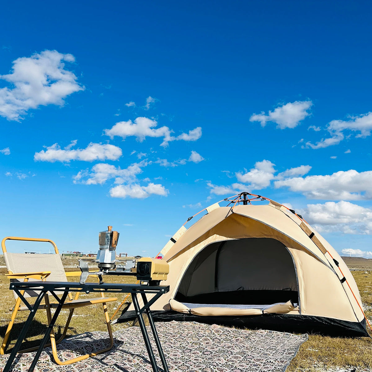 2-4 Person Automatic Pop Up Camping Tent, Quick Setup Portable Windproof Tent, Lightweight Backpacking Shelter for Outdoor