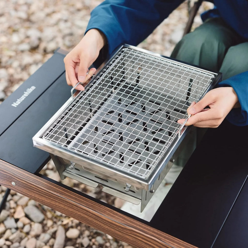 Camping Charcoal Grill for IGT Table Portable Folding Barbecue Grill with Tongs Outdoor Cooking BBQ