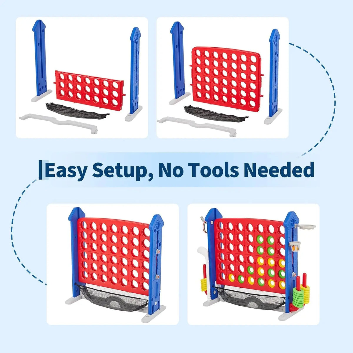Giant 4-in-a-Row – Jumbo 4-to-Score Yard Game, Indoor/Outdoor Family Connect 4 Game with Mesh Pocket