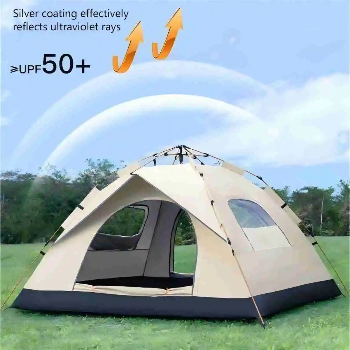 Reactive Outdoor shelter Sunshade Camping Tent  Two doors and two windows