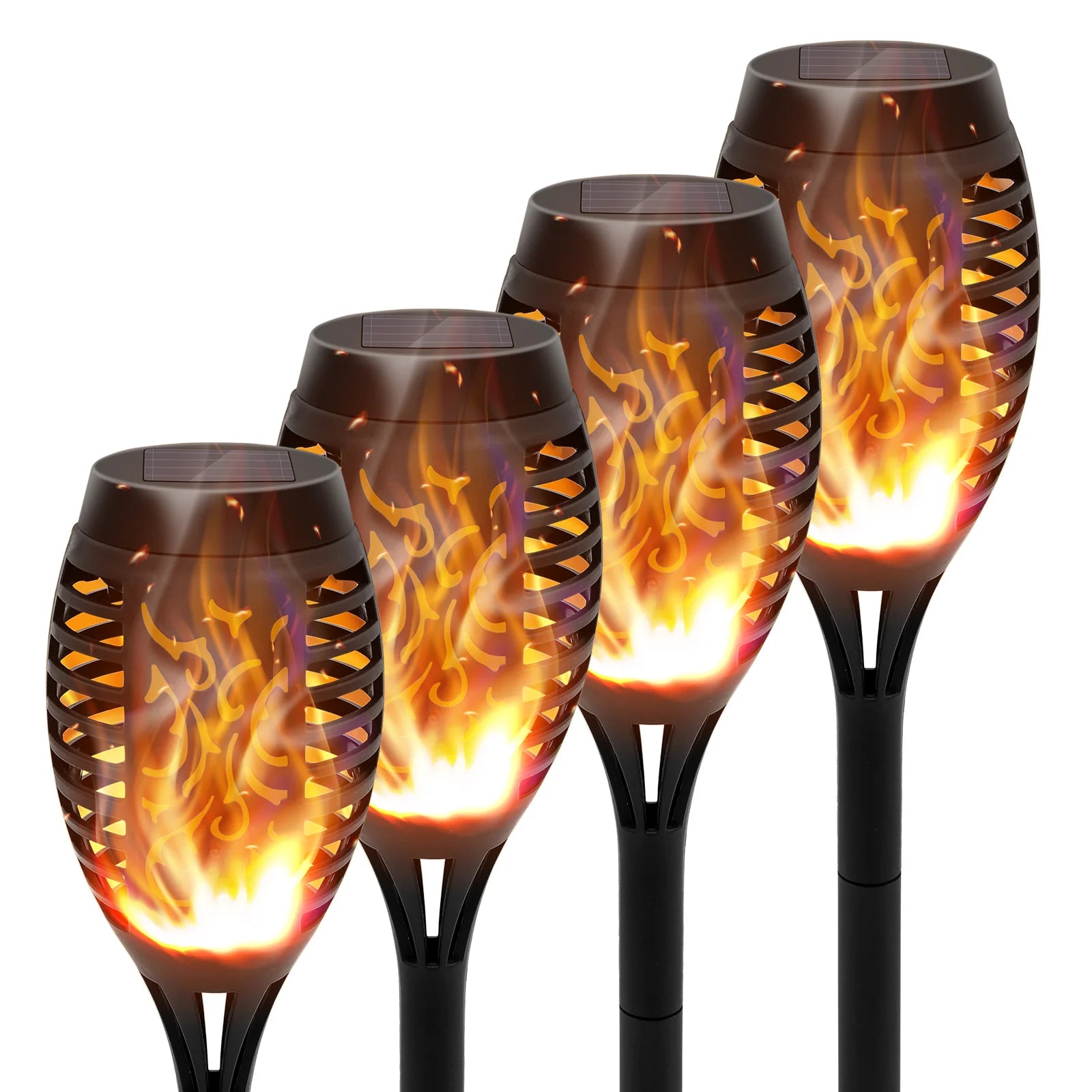 Solar Flame Torch Light LED Flickering For Lawn Path 4/6/8/12Pcs