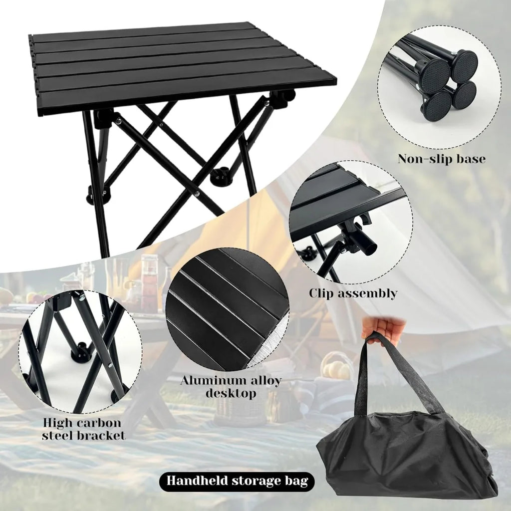 Folding Camping Table with Chairs Lightweight Picnic Table for Beach Hiking Travel