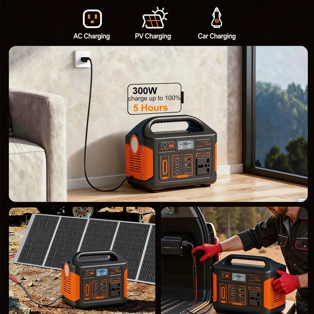 500W 300W Portable Power Station 460.8Wh LiFePO4 Battery Charging Station 110V Solar Generator Power Bank for Camping