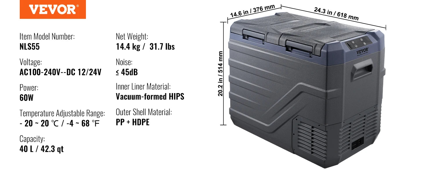 8L to 75L Car Refrigerator Fridge Portable Icebox Single & Dual Zone Temp Adjustable for Outdoor Camping RV