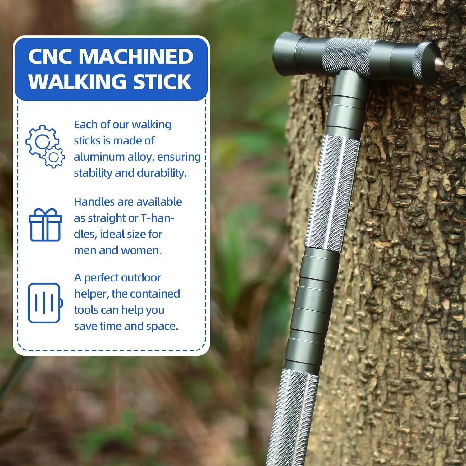 Tactical Stick Hiking Walking Staff - Trekking Poles Adjustable Hiking Stick for Camping Hiking