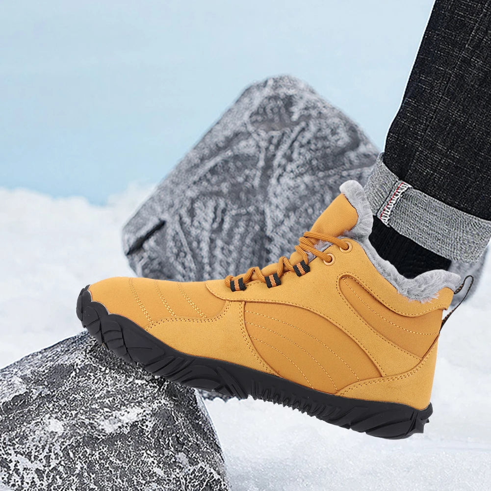 Winter Plush Boots Barefoot Non Slip Outdoor Trekking Shoes Waterproof  Wide Toe Box