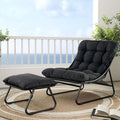 Outdoor Chair with Ottoman, Comfy Lounge Chair with foot Rest