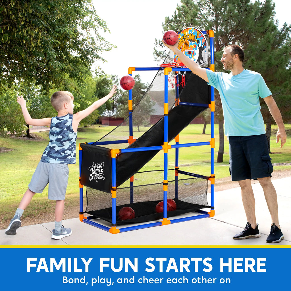 LED Scoring Arcade Basketball Game with 4 Balls Adjustable Height 44"-55"