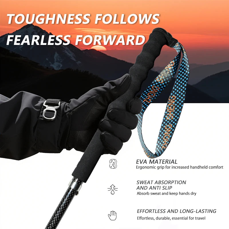 Carbon City Walking Running Sticks Lightweight T800 Carbon Fiber Collapsible Telescopic Hiking Trekking
